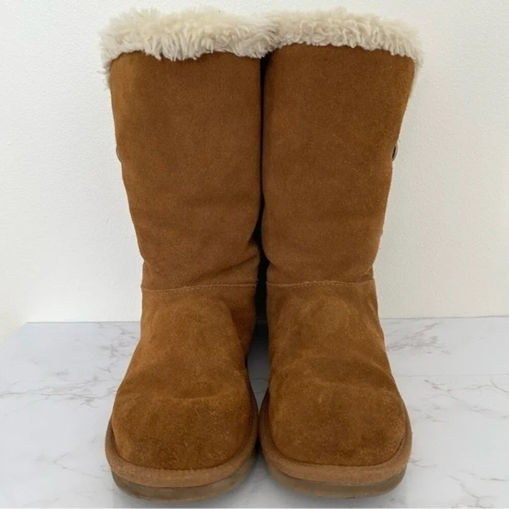 Koolaburra Kenslei Tall Boots in Chestnut Brown sz 6.5 Suede Leather Faux Fur